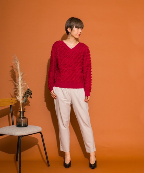 JETSET SOLO PLUS (ジェットセットソロプラス)の「両面起毛ウエストタック テーパードパンツ(その他パンツ・レディース・ライトグレー/ピンク/グレイッシュベージュ・FREE)」の5枚目の写真