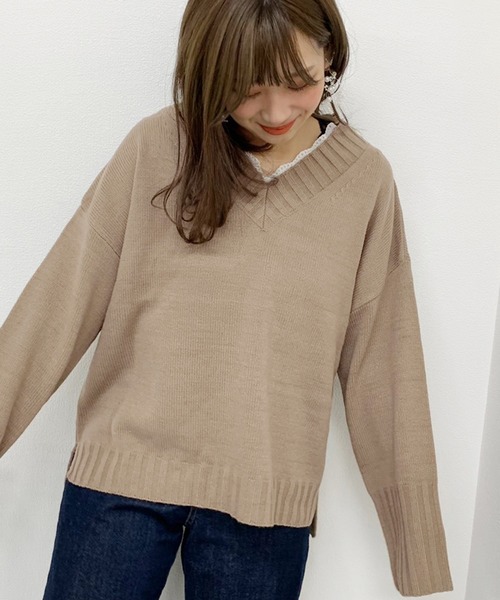 apres jour(アプレジュール)の「Vネックニット【ZOZOTOWN限定アイテム】(ニット/セーター・レディース・ダークブラウン/ベージュ/モカ/ライトベージュ・フリー)」の19枚目の写真