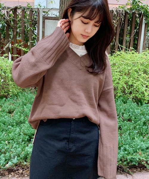 apres jour(アプレジュール)の「Vネックニット【ZOZOTOWN限定アイテム】(ニット/セーター・レディース・ダークブラウン/ベージュ/モカ/ライトベージュ・フリー)」の18枚目の写真