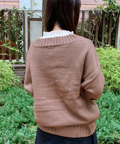 apres jour(アプレジュール)の「Vネックニット【ZOZOTOWN限定アイテム】(ニット/セーター・レディース・ダークブラウン/ベージュ/モカ/ライトベージュ・フリー)」の6枚目の写真