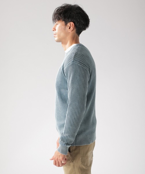 BAYFLOW（ベイフロー）の「コットンフェイドワッフルプルオーバー（ニット/セーター・メンズ・ベージュ/ライトグリーン/ブルー/ピンク・SMALL/MEDIUM/LARGE）」の11枚目の写真