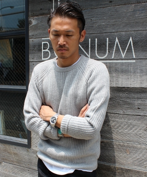 JOURNAL STANDARD relume（ジャーナルスタンダード　レリューム）の「5GG A/W 畔クルーネックニット #●（ニット/セーター・メンズ・オフホワイト/ブラック/グレー/ベージュ/ネイビー/バーガンディー・MEDIUM/LARGE/SMALL）」の4枚目の写真