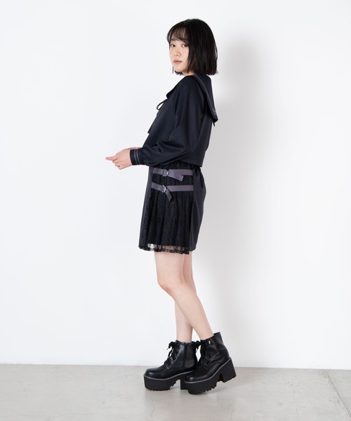 WEGO(ウィゴー)の「WEGO/【セットアップ対応商品】レースプリーツベルトスカート(スカート・レディース・ブラック/オフホワイト・FREE)」の10枚目の写真