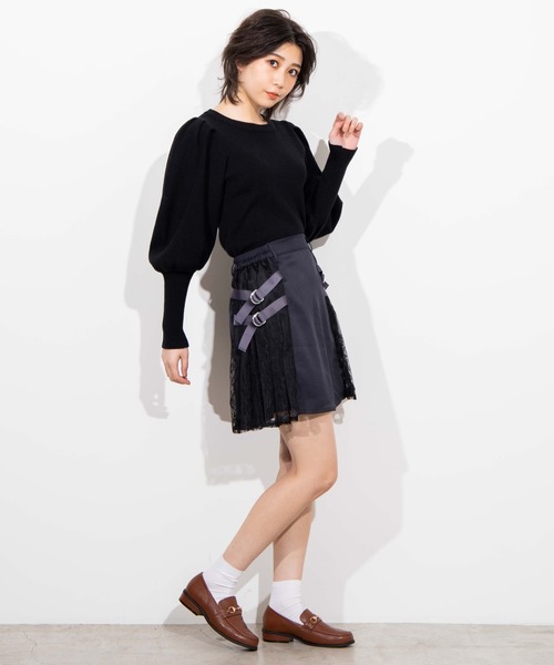 WEGO(ウィゴー)の「WEGO/【セットアップ対応商品】レースプリーツベルトスカート(スカート・レディース・ブラック/オフホワイト・FREE)」の12枚目の写真