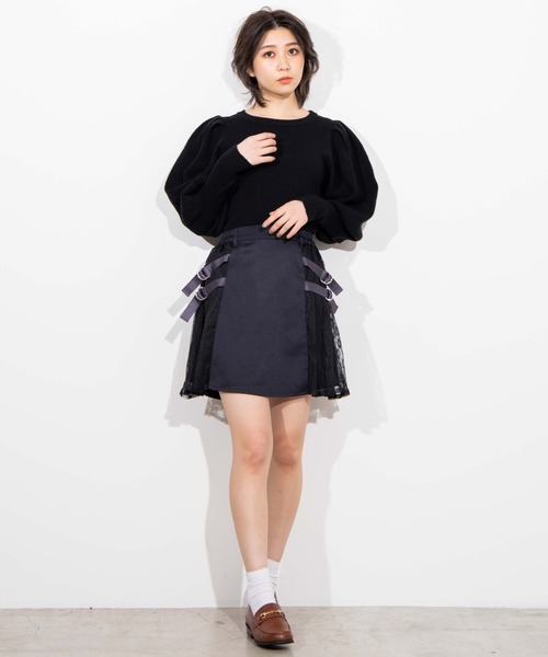 WEGO(ウィゴー)の「WEGO/【セットアップ対応商品】レースプリーツベルトスカート(スカート・レディース・ブラック/オフホワイト・FREE)」の14枚目の写真