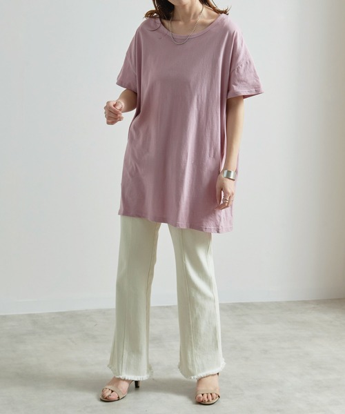 Fizz(フィズ)の「【Fizz/フィズ】 ビッグシルエットTシャツ(Tシャツ/カットソー・レディース・ブラック/ネイビー/グレー/オフホワイト/ラベンダー/ブルー/カーキ・M/L/XL)」の7枚目の写真