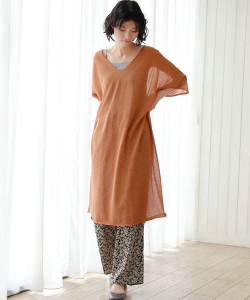 LAKOLE（ラコレ）の「14GリネンMIXボクシーワンピース / LAKOLE（ワンピース・レディース・ベージュ/スモーク/オレンジ・SMALL/MEDIUM）」の13枚目の写真