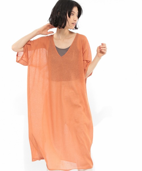 LAKOLE（ラコレ）の「14GリネンMIXボクシーワンピース / LAKOLE（ワンピース・レディース・ベージュ/スモーク/オレンジ・SMALL/MEDIUM）」の11枚目の写真