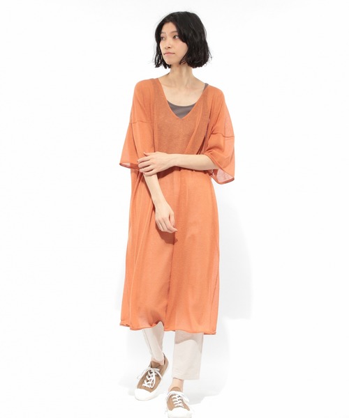 LAKOLE（ラコレ）の「14GリネンMIXボクシーワンピース / LAKOLE（ワンピース・レディース・ベージュ/スモーク/オレンジ・SMALL/MEDIUM）」の18枚目の写真