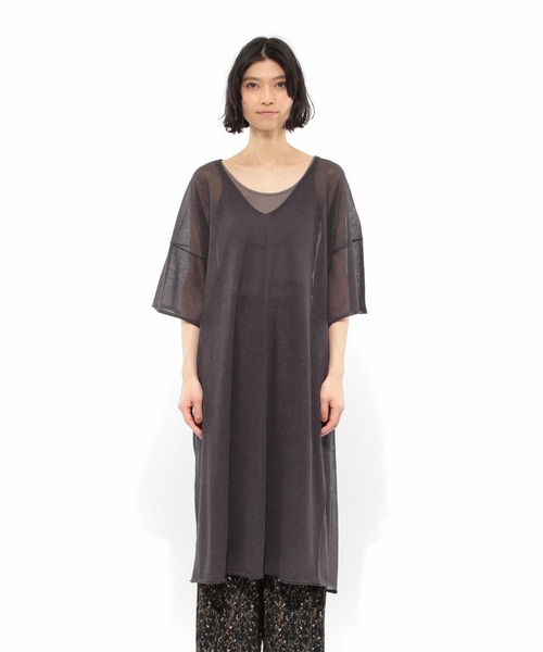 LAKOLE（ラコレ）の「14GリネンMIXボクシーワンピース / LAKOLE（ワンピース・レディース・ベージュ/スモーク/オレンジ・SMALL/MEDIUM）」の7枚目の写真