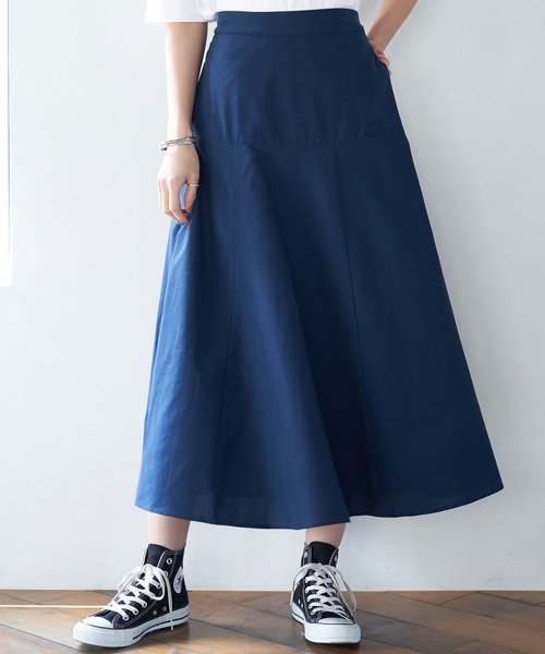 AMERICAN HOLIC（アメリカンホリック）の「テンセルレーヨンスカート　＊〇（スカート・レディース・カーキ/ベージュ/ネイビー・M/L）」の3枚目の写真