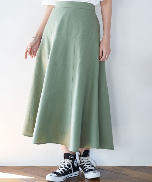 AMERICAN HOLIC（アメリカンホリック）の「テンセルレーヨンスカート　＊〇（スカート・レディース・カーキ/ベージュ/ネイビー・M/L）」の2枚目の写真