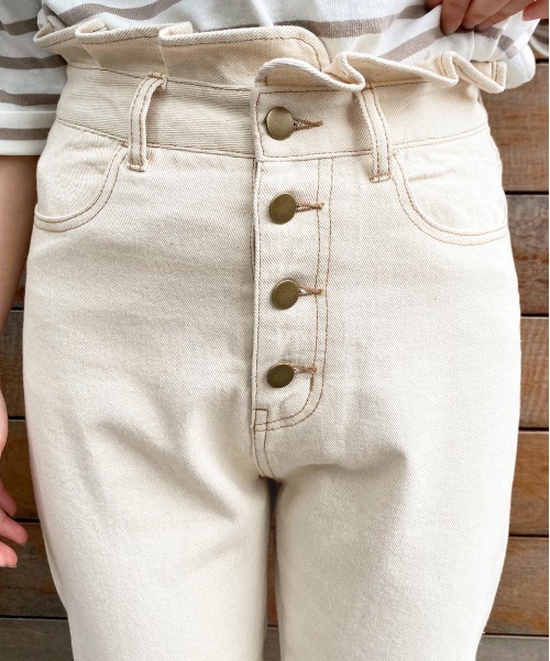 apres jour（アプレジュール）の「アプレロゴパッチテーパードパンツ【ZOZOTOWN限定アイテム】【4AP】（デニムパンツ・レディース・ブラック/オフホワイト/ダークブルー・SMALL/MEDIUM/LARGE）」の10枚目の写真