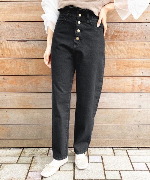 apres jour（アプレジュール）の「アプレロゴパッチテーパードパンツ【ZOZOTOWN限定アイテム】【4AP】（デニムパンツ・レディース・ブラック/オフホワイト/ダークブルー・SMALL/MEDIUM/LARGE）」の14枚目の写真