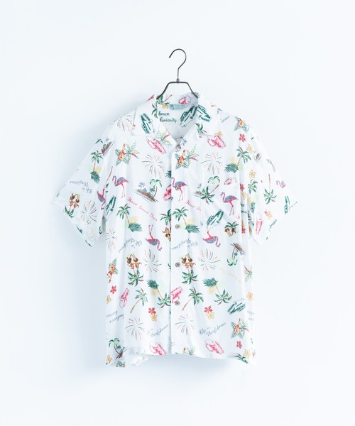 Ressaca(レサーカ)の「オーバーサイズ アロハシャツ 総柄開襟シャツ(シャツ/ブラウス・メンズ・ホワイト/ブラック/ホワイト系その他/その他/ピンク/グリーン/ブルー系その他/ブルー系その他2/ホワイト系その他2/ブルー系その他3/ブラック系その他/ブラック系その他2/ネイビー/ブラック系その他3・M/L/XL)」の4枚目の写真