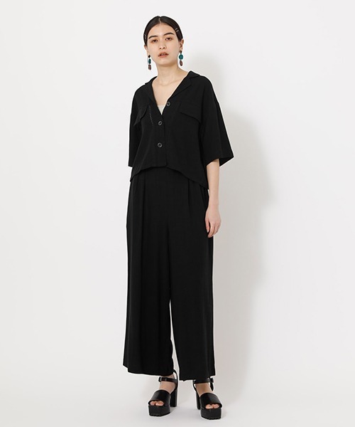 AZUL by moussy（アズールバイマウジー）の「WAIST GATHER POCKET SHIRT/ウエストガーターポケットシャツ（シャツ/ブラウス・レディース・ブラック/キャメル/ライトベージュ・FREE）」の4枚目の写真