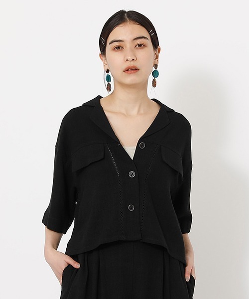 AZUL by moussy（アズールバイマウジー）の「WAIST GATHER POCKET SHIRT/ウエストガーターポケットシャツ（シャツ/ブラウス・レディース・ブラック/キャメル/ライトベージュ・FREE）」の7枚目の写真