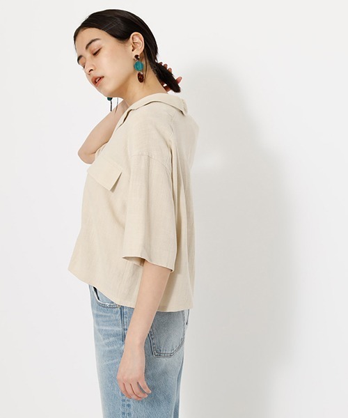 AZUL by moussy（アズールバイマウジー）の「WAIST GATHER POCKET SHIRT/ウエストガーターポケットシャツ（シャツ/ブラウス・レディース・ブラック/キャメル/ライトベージュ・FREE）」の14枚目の写真