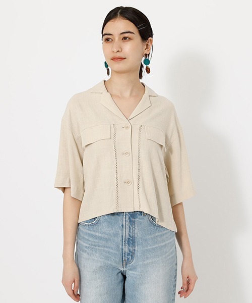 AZUL by moussy（アズールバイマウジー）の「WAIST GATHER POCKET SHIRT/ウエストガーターポケットシャツ（シャツ/ブラウス・レディース・ブラック/キャメル/ライトベージュ・FREE）」の8枚目の写真