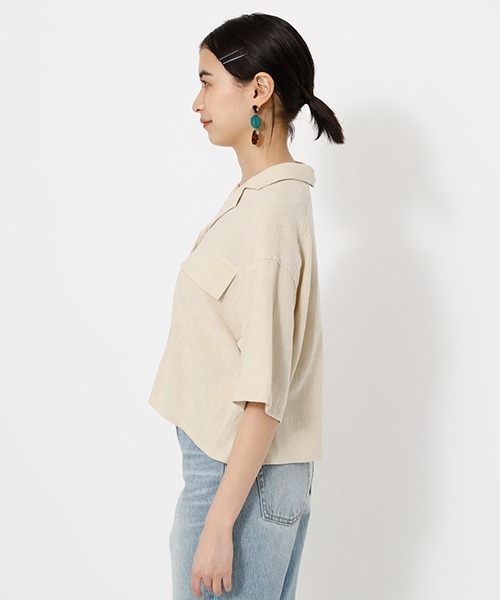 AZUL by moussy（アズールバイマウジー）の「WAIST GATHER POCKET SHIRT/ウエストガーターポケットシャツ（シャツ/ブラウス・レディース・ブラック/キャメル/ライトベージュ・FREE）」の11枚目の写真