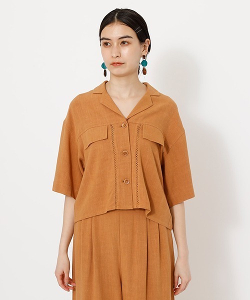 AZUL by moussy（アズールバイマウジー）の「WAIST GATHER POCKET SHIRT/ウエストガーターポケットシャツ（シャツ/ブラウス・レディース・ブラック/キャメル/ライトベージュ・FREE）」の9枚目の写真