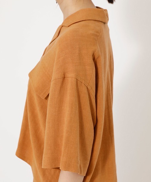 AZUL by moussy（アズールバイマウジー）の「WAIST GATHER POCKET SHIRT/ウエストガーターポケットシャツ（シャツ/ブラウス・レディース・ブラック/キャメル/ライトベージュ・FREE）」の18枚目の写真