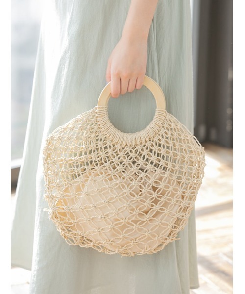 fifth（フィフス）の「ウッドハンドルフィッシュネットバッグ（ハンドバッグ・レディース・ベージュ/アイボリー・FREE）」の15枚目の写真