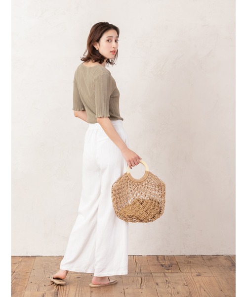 fifth（フィフス）の「ウッドハンドルフィッシュネットバッグ（ハンドバッグ・レディース・ベージュ/アイボリー・FREE）」の3枚目の写真