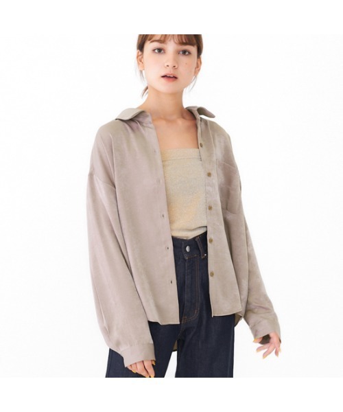 flower（フラワー）の「オータムルーズシャツ（シャツ/ブラウス・レディース・ベージュ/ピンク・FREE）」の4枚目の写真