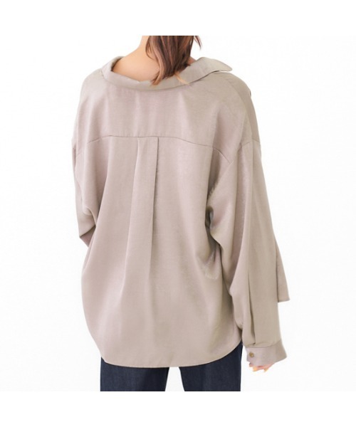 flower（フラワー）の「オータムルーズシャツ（シャツ/ブラウス・レディース・ベージュ/ピンク・FREE）」の5枚目の写真