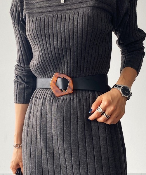 PAGEBOY（ページボーイ）の「マーブルバックルベルト（ベルト・レディース・ブラック/オフホワイト・FREE）」の13枚目の写真