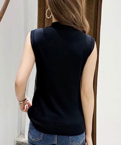 LUGG NAGG(ラグナグ)の「ハイネックキャップスリーブニットトップス(ニット/セーター・レディース・ホワイト/ブラック/ベージュ/ネイビー/グレー/レッド/サックスブルー/ピンク/ライトグリーン・FREE)」の18枚目の写真