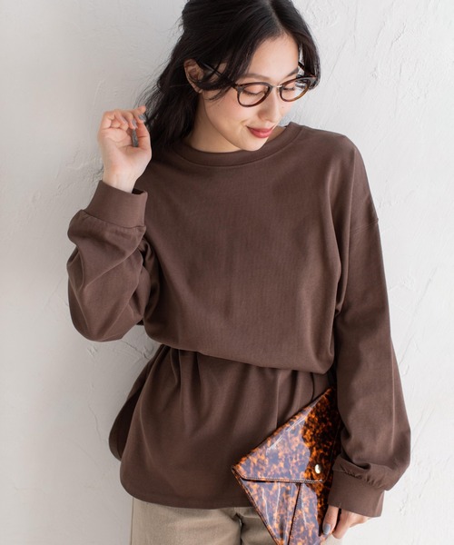 Mysa&Liina(ミーサリーナ)の「USAコットンルーズシルエットロンT(Tシャツ/カットソー・レディース・オフホワイト/チャコールグレー/ブラウン/ミント/グレイッシュベージュ・M)」の3枚目の写真