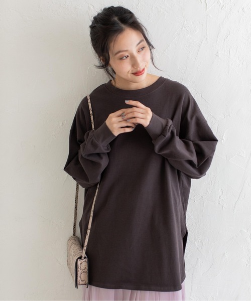 Mysa&Liina(ミーサリーナ)の「USAコットンルーズシルエットロンT(Tシャツ/カットソー・レディース・オフホワイト/チャコールグレー/ブラウン/ミント/グレイッシュベージュ・M)」の2枚目の写真