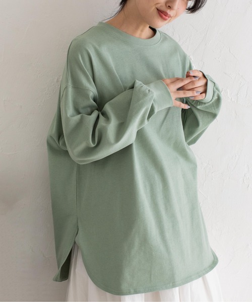 Mysa&Liina(ミーサリーナ)の「USAコットンルーズシルエットロンT(Tシャツ/カットソー・レディース・オフホワイト/チャコールグレー/ブラウン/ミント/グレイッシュベージュ・M)」の5枚目の写真