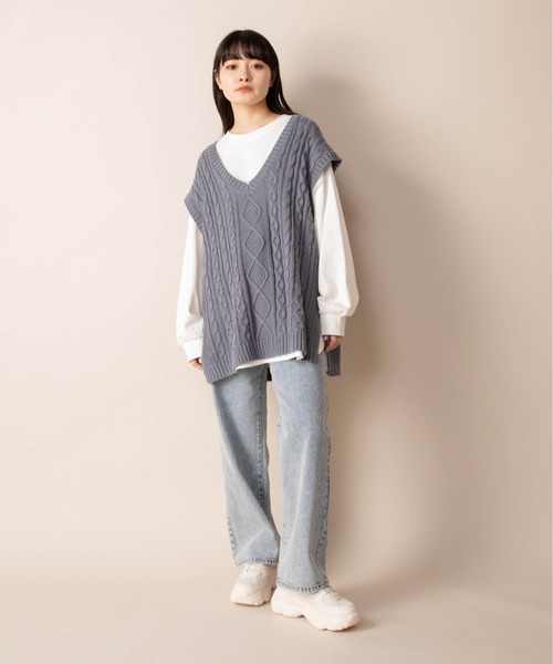 Mysa&Liina(ミーサリーナ)の「USAコットンルーズシルエットロンT(Tシャツ/カットソー・レディース・オフホワイト/チャコールグレー/ブラウン/ミント/グレイッシュベージュ・M)」の6枚目の写真