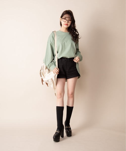 Mysa&Liina(ミーサリーナ)の「USAコットンルーズシルエットロンT(Tシャツ/カットソー・レディース・オフホワイト/チャコールグレー/ブラウン/ミント/グレイッシュベージュ・M)」の12枚目の写真