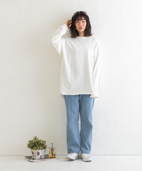 Mysa&Liina(ミーサリーナ)の「USAコットンルーズシルエットロンT(Tシャツ/カットソー・レディース・オフホワイト/チャコールグレー/ブラウン/ミント/グレイッシュベージュ・M)」の14枚目の写真