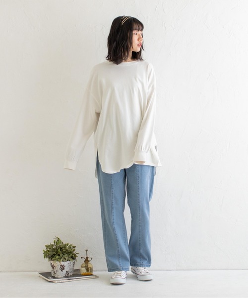 Mysa&Liina(ミーサリーナ)の「USAコットンルーズシルエットロンT(Tシャツ/カットソー・レディース・オフホワイト/チャコールグレー/ブラウン/ミント/グレイッシュベージュ・M)」の15枚目の写真