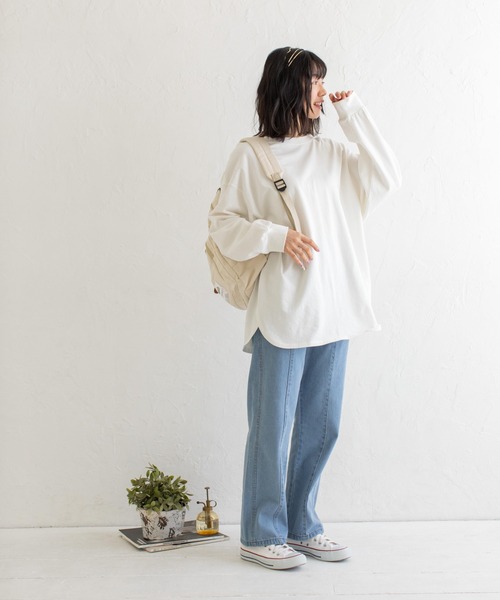 Mysa&Liina(ミーサリーナ)の「USAコットンルーズシルエットロンT(Tシャツ/カットソー・レディース・オフホワイト/チャコールグレー/ブラウン/ミント/グレイッシュベージュ・M)」の16枚目の写真