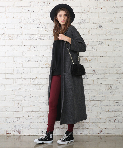 mystic（ミスティック）の「カットロングジャケット（Tシャツ/カットソー・レディース・ブラック/チャコールグレー/キャメル・ﾌﾘ-）」の3枚目の写真