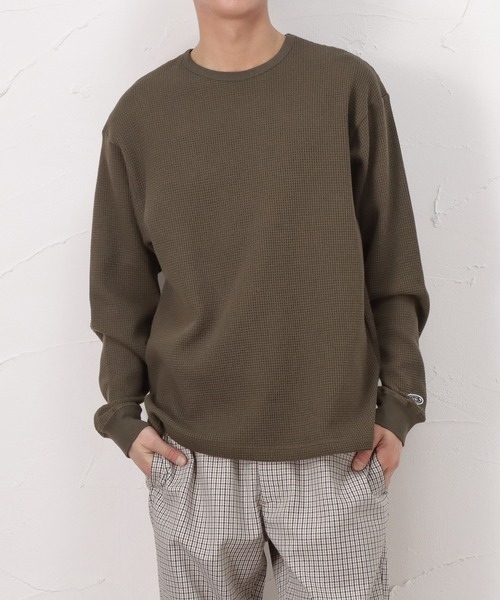 DISCUS（ディスカス）の「ワッフルロングスリーブTシャツ（Tシャツ/カットソー・メンズ・ホワイト/ブラック/グレー/カーキ・M/L/XL）」の4枚目の写真