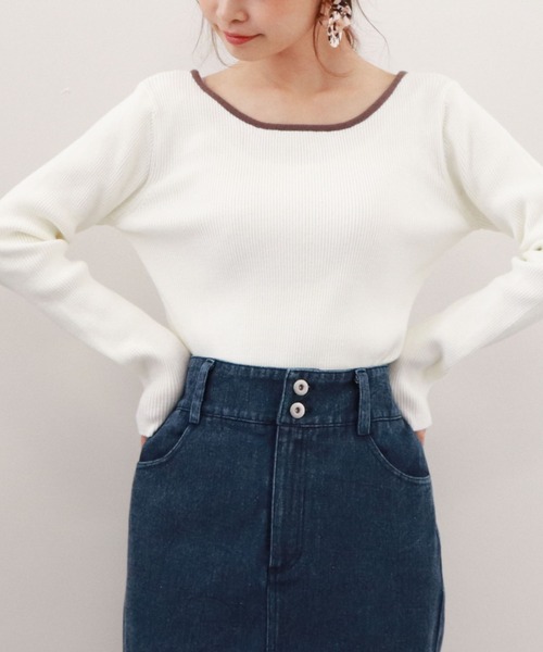 archives（アルシーヴ）の「２ＷａｙリブニットＰＯ（ニット/セーター・レディース・ホワイト/オフホワイト/イエロー/オレンジ/ミント・MEDIUM）」の3枚目の写真