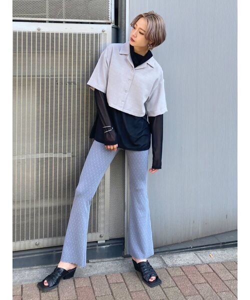 EMODA（エモダ）の「オープンカラーショートシャツ（シャツ/ブラウス・レディース・ブラック/グレー/ピンク/その他・FREE）」の6枚目の写真