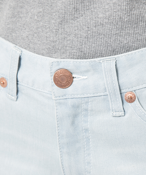 X-girl（エックスガール）の「【mini6月号掲載】BREEZE SKINNY PANTS（デニムパンツ・レディース・インディゴブルー/ライトインディゴブルー・1/2/0）」の8枚目の写真