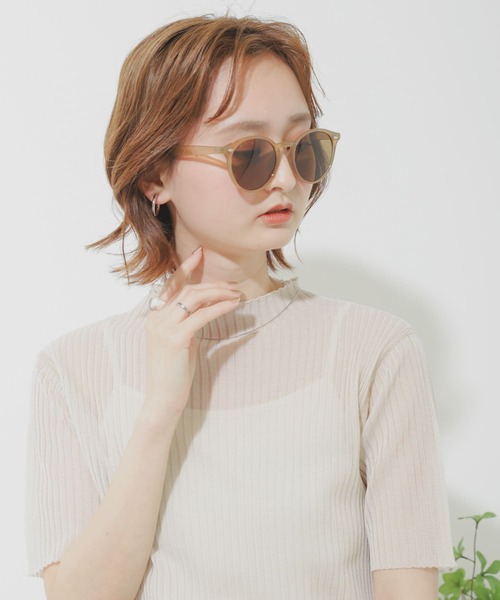 SENSE OF PLACE by URBAN RESEARCH(センスオブプレイスバイアーバンリサーチ)の「ナローボストンフレームサングラス(サングラス・レディース・ベージュ/ブラック系その他/ブラウン系その他/ピンク系その他・ONE)」の3枚目の写真