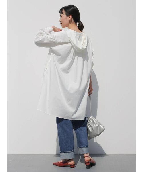 AMERICAN HOLIC(アメリカンホリック)の「フード付きシャツチュニック(Tシャツ/カットソー・レディース・サックスブルー/オフホワイト・FREE)」の16枚目の写真