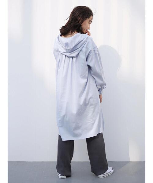 AMERICAN HOLIC(アメリカンホリック)の「フード付きシャツチュニック(Tシャツ/カットソー・レディース・サックスブルー/オフホワイト・FREE)」の13枚目の写真