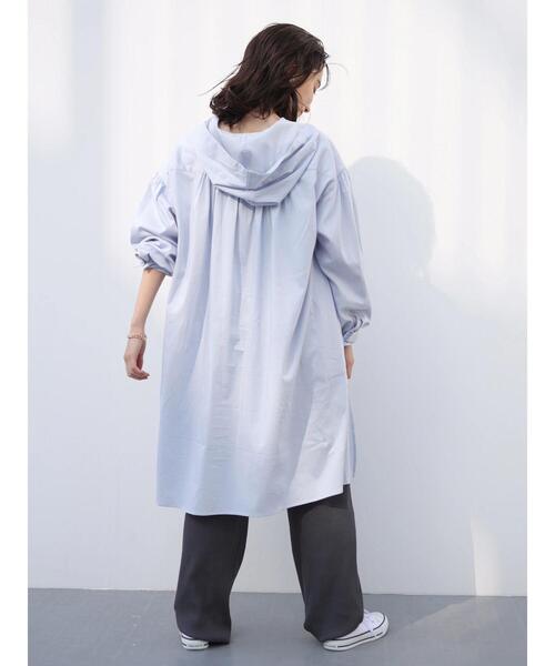 AMERICAN HOLIC(アメリカンホリック)の「フード付きシャツチュニック(Tシャツ/カットソー・レディース・サックスブルー/オフホワイト・FREE)」の12枚目の写真