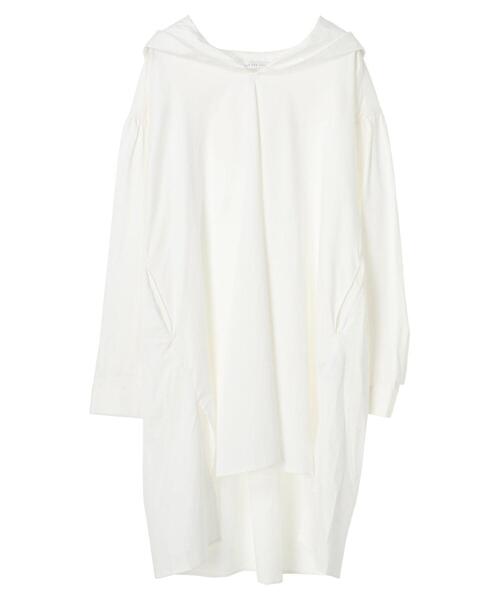 AMERICAN HOLIC(アメリカンホリック)の「フード付きシャツチュニック(Tシャツ/カットソー・レディース・サックスブルー/オフホワイト・FREE)」の7枚目の写真